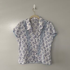April Cornell Women's Button Down Top Cottage core Prairie Summer Cotton Size L